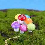 Set de 8 bucati de 2 cm de figurine in forma de ciuperca, in culori combinate, artificiale, decoratiuni miniaturale, artizanale, confectionate din rasina, pentru recipient de sticla decorativ, acvarii, mini-peisaje, Neer