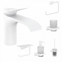 Set baterie lavoar Hansgrohe Vivenis si accesorii baie Hansgrohe AddStoris, alb