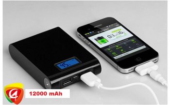 Baterie externa cu 2 iesiri pentru orice telefon sau tableta 12000mAh, la doar 69 RON in loc de 138 RON, Ramy Shop