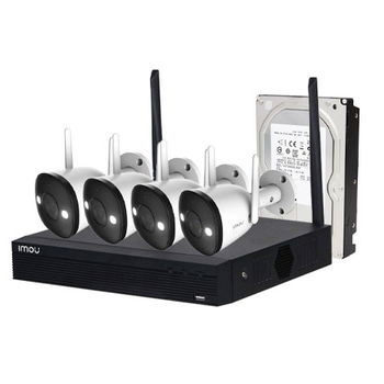 Kit supraveghere video complet, Wireless, 4 camere Imou Full Color, LED 30 m, Microfon si difuzor, Sirena, NVR, HDD 1TB