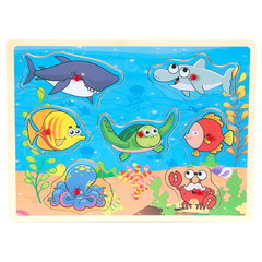 Puzzle din lemn, Animale marine, 7 piese, Sunman