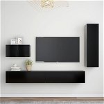 vidaXL Set dulapuri TV, 4 piese, negru, lemn prelucrat, vidaXL