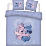 Lenjerie de pat dubla, Disney Lilo and Stitch Love, 3 Piese, 2 Fete, 240×220cm, 65x65 cm, 100% Bumbac