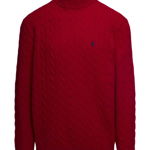 Ralph Lauren Red Turtleneck in Cable Wool and Cashmere Knit with Contrast Logo Embroidery on the Chest Polo Ralph Lauren Man RED, Ralph Lauren