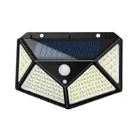 Lampa solara de perete IdeallStore®, Bright Night, 100 LEDuri, senzor de miscare, plastic, negru, IdeallStore