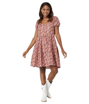 Imbracaminte Femei Lucky Brand Short Sleeve Babydoll Dress Mauve Multi, Lucky Brand