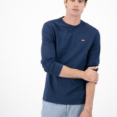 Levi's, Bluza de bumbac cu logo, Albastru inchis, Bleumarin, M Levi's, Bluza de bumbac cu logo, Albastru inchis, Bleumarin, M