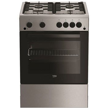 Aragaz Beko FSGT62110DXO, 4 arzatoare, Gaz, Aprindere electrica plita/cuptor, Grill, Rotisor, High-Efficiency Gas Burner, Timer, 60 cm, Inox