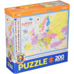 Puzzle Eurographics - Map of Europe, 200 piese (6200-5374), Eurographics