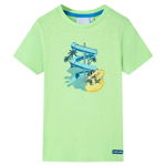 Детска тениска, неоново зелена, 116, vidaXL