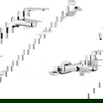 Pachet complet Grohe Eurosmart Cosmopolitan: baterie lavoar, baterie cada si coloana de dus, 3 pulverizari, set evacuare, Crom