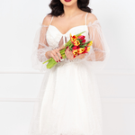 Rochie de cununie Meredith baby-doll alba cu perle si margele, Produse