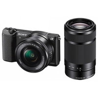 Aparat foto mirrorless SONY Alpha ILCE-6100AXB, 24.2MP, 4K, Wi-Fi, negru + Obiective SEL55210 si SELP16502