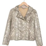 Imbracaminte Femei Philosophy Apparel Snake Print Faux Suede Moto Jacket WHITE SHINE SNAKE