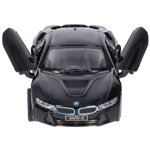 Masinuta die cast BMW i8, scara 1 la 36, 12.5 cm, albastra, Goki