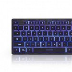 Tastatura TASTATURA GEMBIRD USB, multimedia 104 taste + 12 taste multimedia, iluminare de fundal 3 culori, Negru