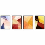 Set 4 tapeturi autoadezive Premium, textura canvas, Triangle colors, 130 x 41 cm, PRITI GLOBAL