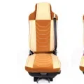Set huse scaune camion compatibile VOLVO FH3 2002-2013 euro 5, piele ecologica cu catifea, crem cu maro, Deluxe