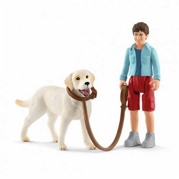 Figurina plimbare cu Labrador Retreiver