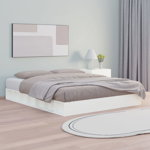 vidaXL Cadru de pat, alb, 140x200 cm, lemn masiv, vidaXL