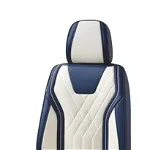 Set huse scaune auto, universale, piele ecologica albastru cu alb, Luxury, fata-spate