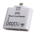 Mini Smart Card Reader OTG 5 in 1, alb, Usb/TF/SD/Micro Usb 2.0 + Conectare Tastatura USB