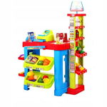 Set de joaca MalPlay Supermarket pentru copii,casa de marcat,alimente si cos de cumparaturi, 80 cm, MalPlay