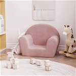 Canapea pentru copii vidaXL, roz, plus moale, 56 x 34.5 x 45 cm, 1.2 kg