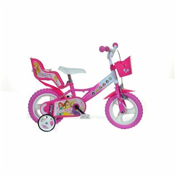 Bicicleta Dino Bikes pentru copii, 12'', Princess, Alb-Roz