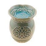 Vas aromaterapie din ceramica cu model floare albastru 11cm ar101, StoneMania Bijou