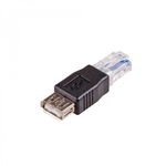 AK-AD-27 cable gender changer RJ45 USB 2.0 type A Black, AKYGA