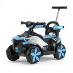 ATV electric pentru copii, cu telecomanda si maner de impins, 818 albastru, Krista