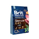 Brit Premium By Nature, Light, Curcan cu Ovăz, hrană uscată câini, managementul greutății, 3kg, Brit