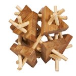 Joc logic IQ din lemn bambus Sticks triangles Fridolin, Fridolin
