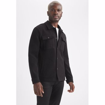 Palton slim fit cu buzunare pe piept