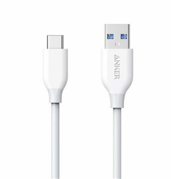 PowerLine Premium, USB Male la USB-C, 0.9 m, White, Anker