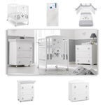 Pachet mobila 5 piese Patut + Saltea + Set Textil Protectie Tato + Comoda + Cabinet Roz, Erbesi