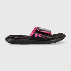 Under Armour, Papuci cu aspect perforat Ignite Pro, Negru, Roz, 6