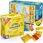 Pachet EDU 2-în-1: Joc Word Colony + Puzzle Hartă & Steaguri Europa, 240 piese, 