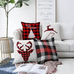 Set 4 fețe de pernă din chenille cu model de Crăciun Minimalist Cushion Covers Christmas Tartan, 55 x 55 cm, Minimalist Cushion Covers