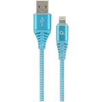 Cablu alimentare si date Gembird, USB 2.0 (T) la tip Lightning (T), 1m, Albastru Alb, CC-USB2B-AMLM-1M-VW