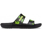 Papuci Classic Crocs Tie-Dye Graphic Sandal Negru - Black/Lime Punch, Crocs