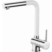 Baterie bucatarie cu dus extractabil Deante Aster alb crom