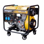 Generator sudare STAGER YDE6500EW 1158006500EW, diesel, monofazat, 4 kVA, curent sudare 160 A, pornire la cheie, STAGER