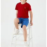 U.S. Polo Assn., Set de pantaloni scurti si tricou cu logo brodat, Rosu inchis/Albastru royal