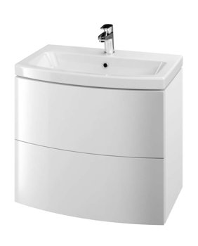 Mobilier baie Easy, pentru lavoar, cu doua sertare, alb, asamblat, 70x44x58.5 cm