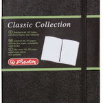 Bloc notes A6 velin coperta din piele sintetica cu elastic 96 file negru HERLITZ My Book Classic, HERLITZ