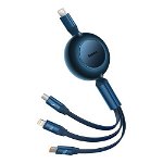 Cablu de incarcare, Baseus, Bright Mirror 4, cablu 3 in 1 Micro USB tip Lightning USB-C, 100 W, 3.5 A, 1.1 m, Albastru