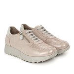 Pantofi sport de dama din piele naturala Faro roz metalic, 
