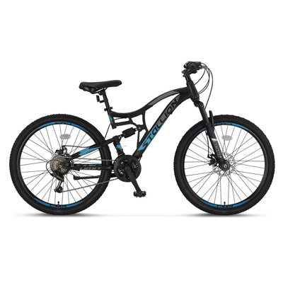 Bicicleta MTB Umit Stallion 2D, Full Suspension, SHM, 21 viteze, roata 29", cadru otel, negru/albastru